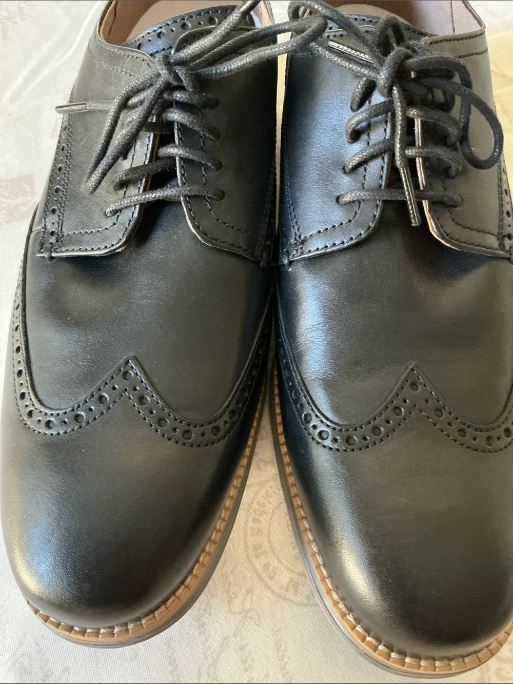 NWOB Cole Haan Black Leather Wingtip Derby with Contrast Sole Size 13W